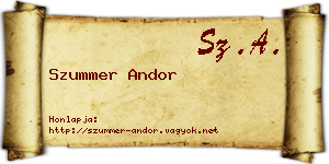 Szummer Andor névjegykártya